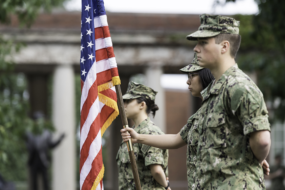 Soldier with America flag