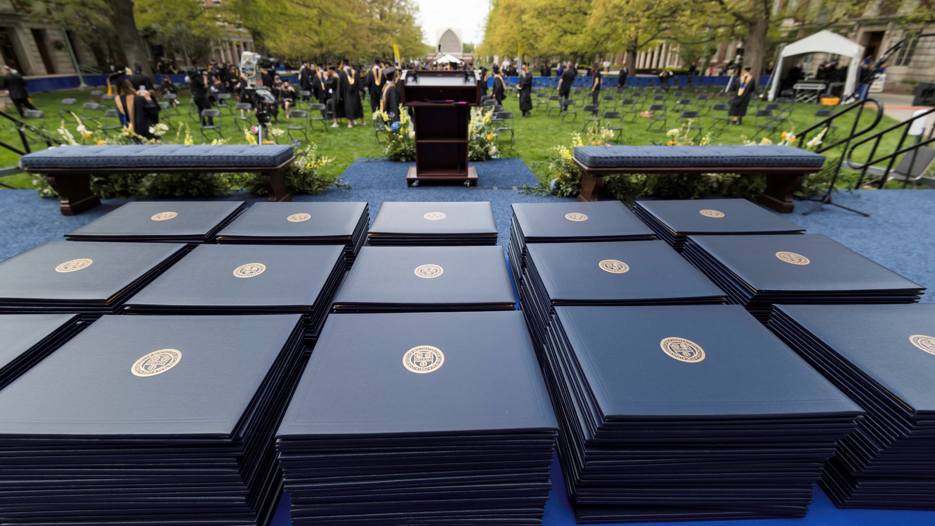 Teaching awards and graduate diplomas at Simon Commencement 2021.