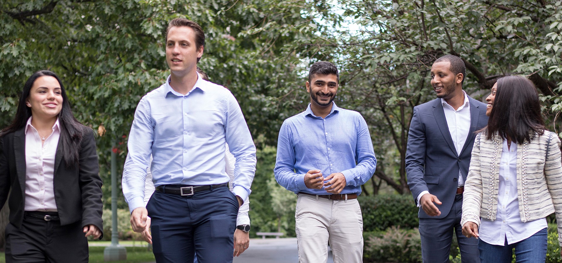 MBA Students walking on campus