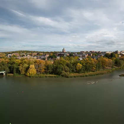 Aerial photo of University of Rochester River Campus